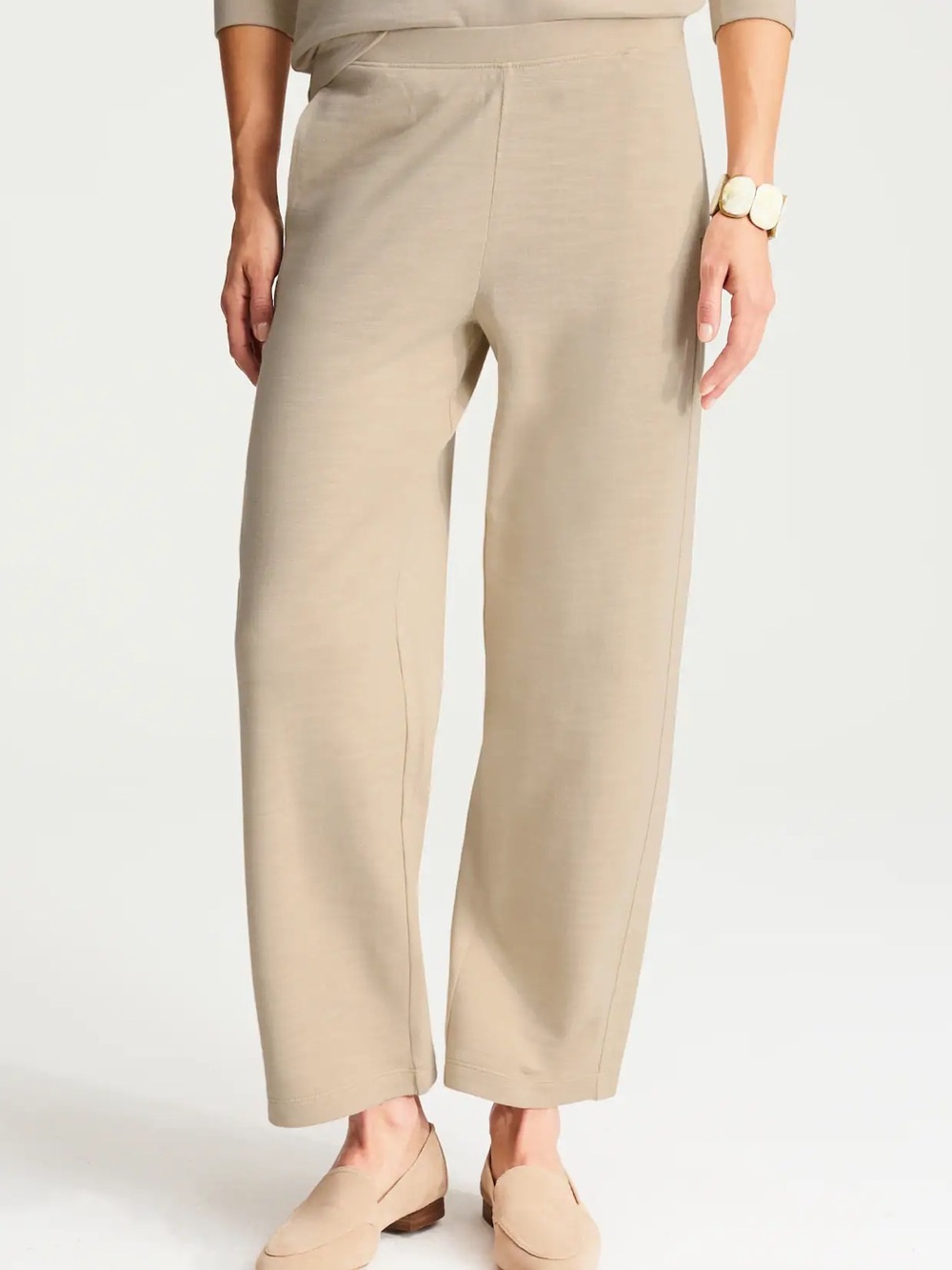 J Jill Organically Grown Cotton French Terry Wide Leg Crop Pants Small